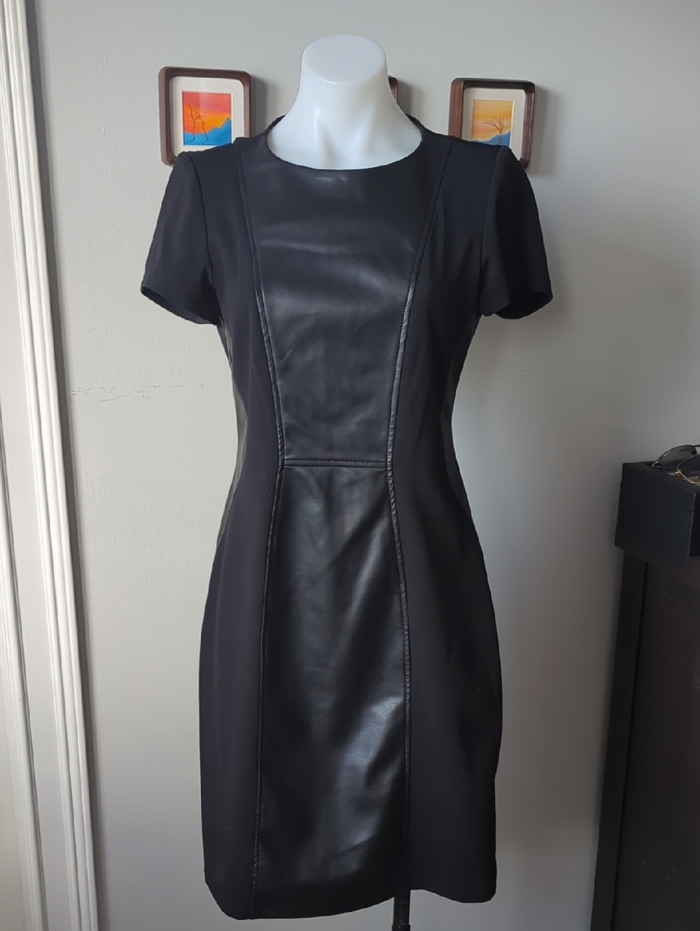EUC- Women's Shelby & Palmer  Faux Leather Dress - Sz 6